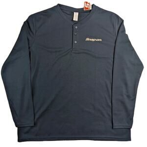 NWT Snap-On Henley Shirt Mens XXL Blue Long Sleeve Lightweight Casual Pullover